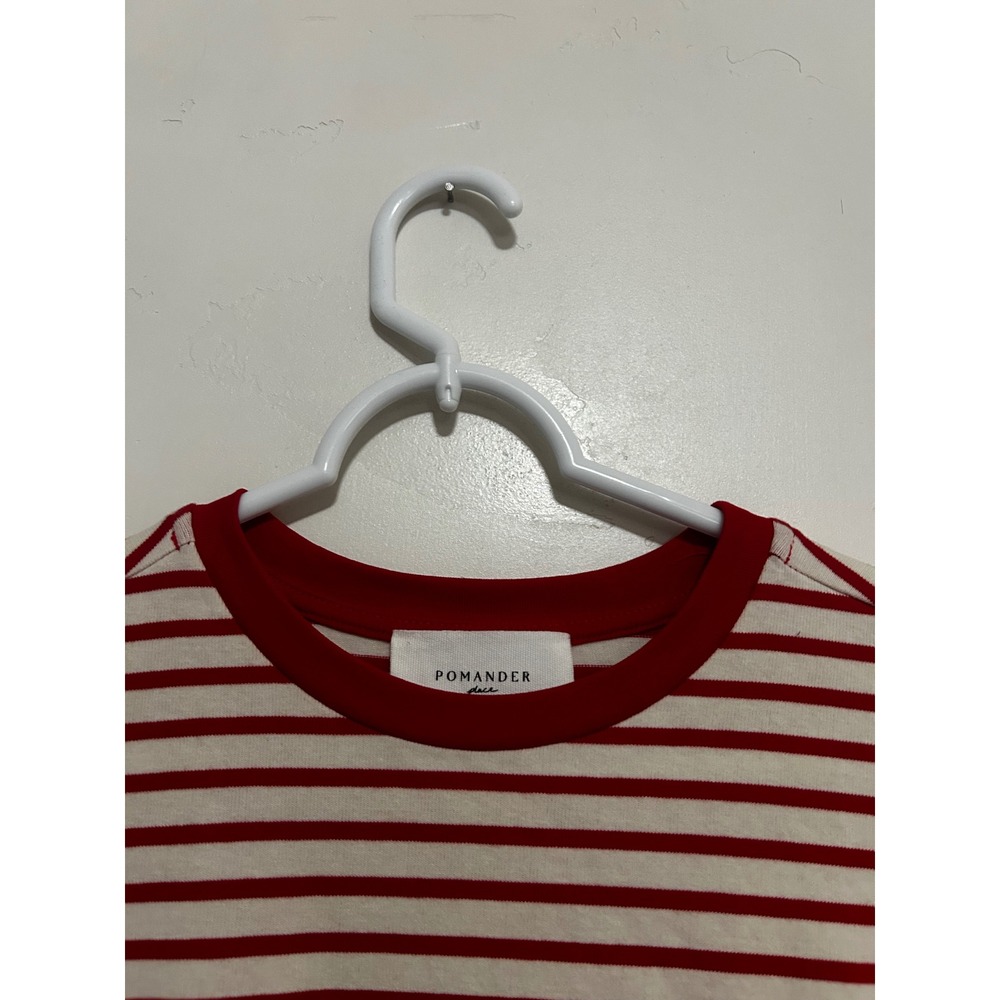 Pomander Place Womens Red Cream Striped Long Sleeve Crew Neck Top XS Y19661T - Picture 4 of 8